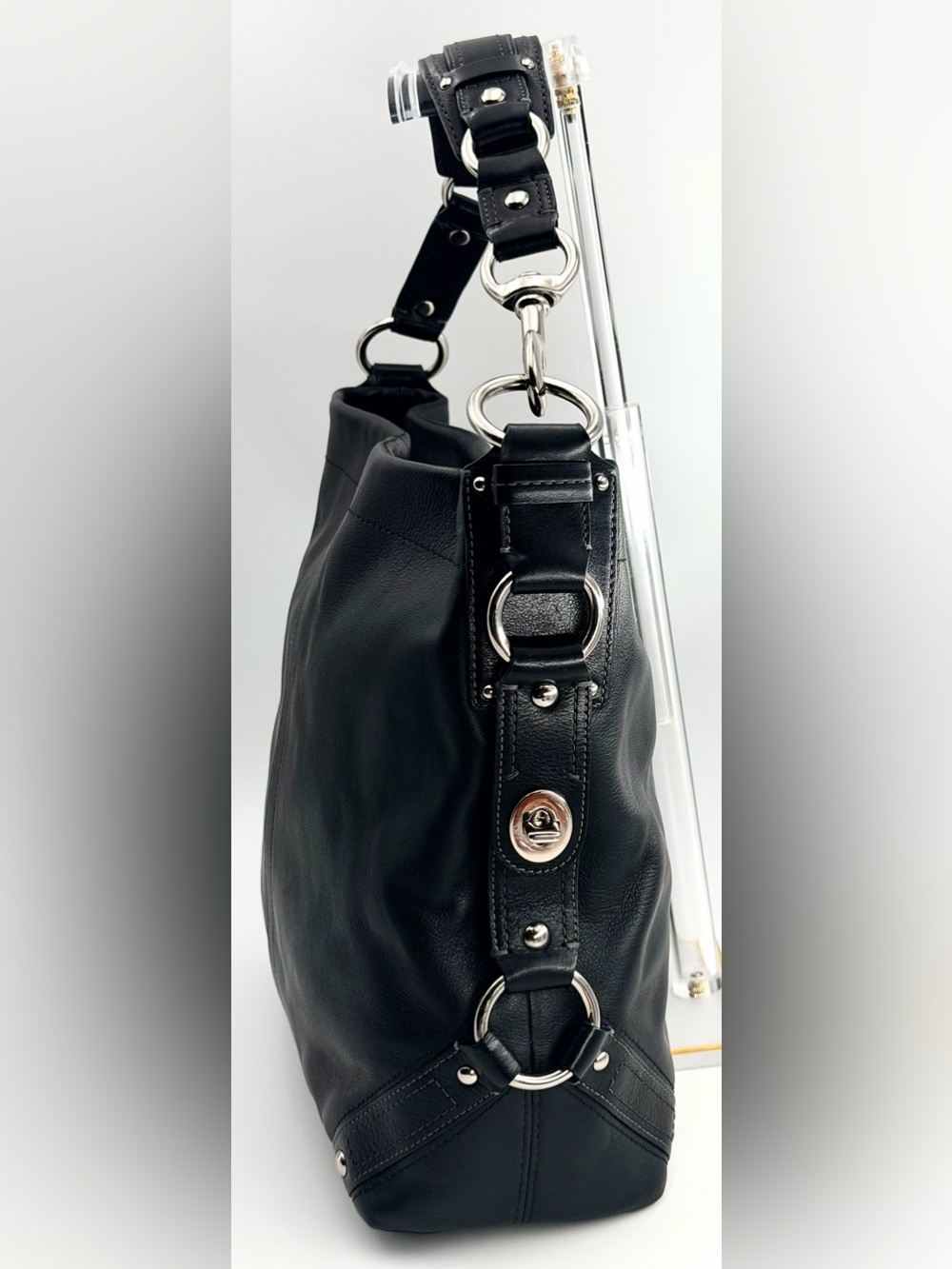 VINTAGE Y2K Coach Black Leather Carly Large Hobo Bag (Style 10616) - Picture 7 of 9